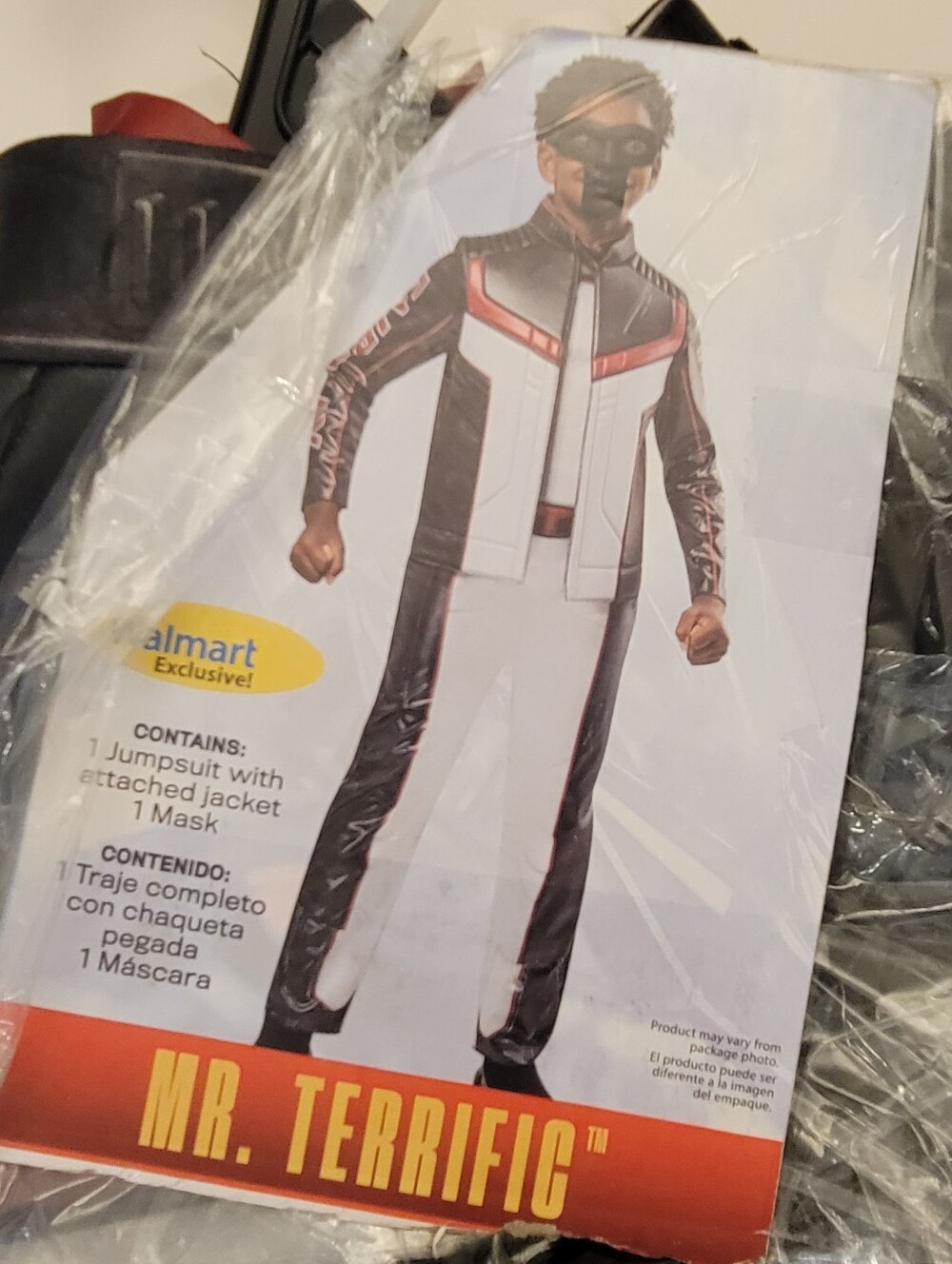 NEW Mr. Terrific Kids Costume - White and Black Jumpsuit with Mask - Size 6/7